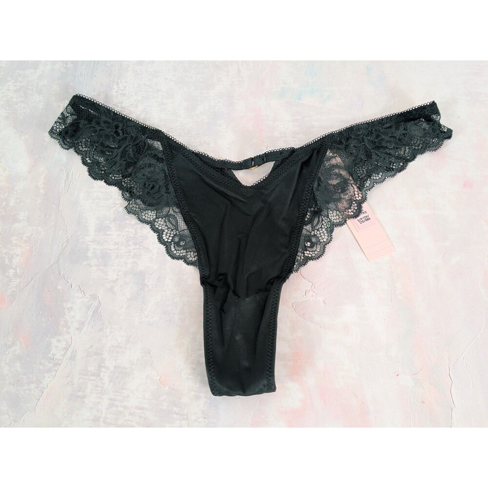 Victoria's Secret Very Sexy Rose Lace-Trim High-Leg Thong S Botanical Green NWT